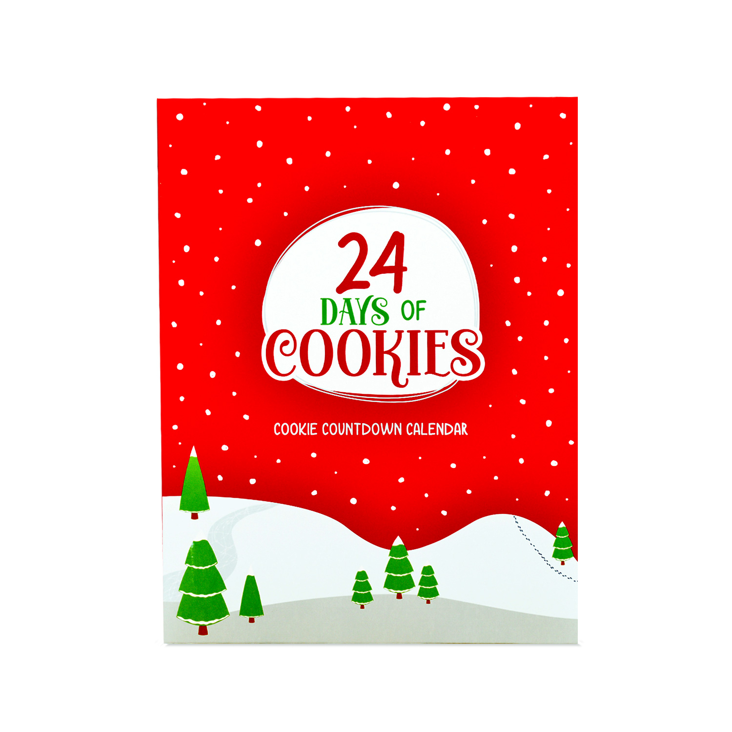24-day holiday advent calendar with festive cookie designs
