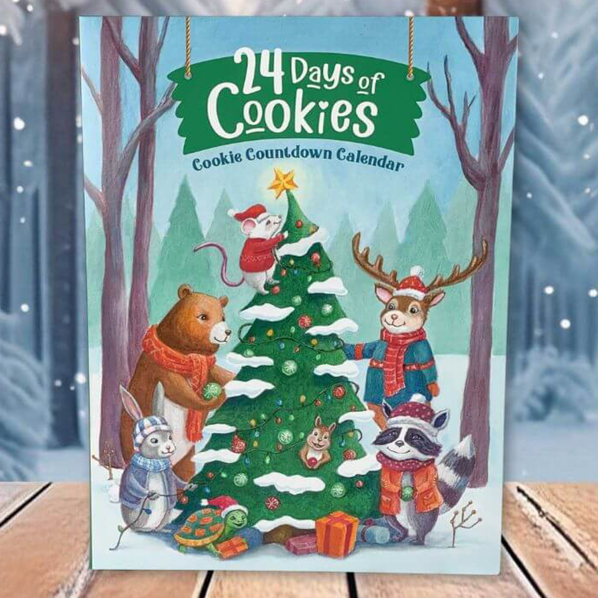 24-day woodland advent calendar with decorated cookies